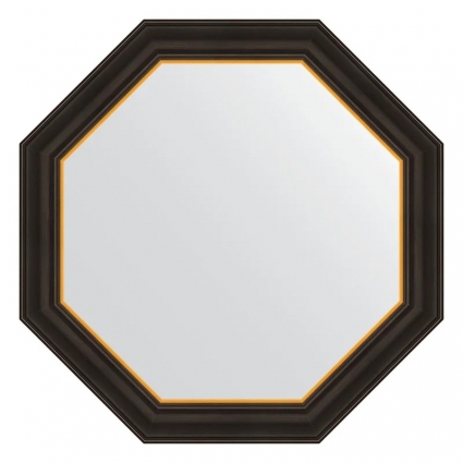Зеркало Evoform Octagon BY 7403 68 черное дерево с золотом, в багетной раме