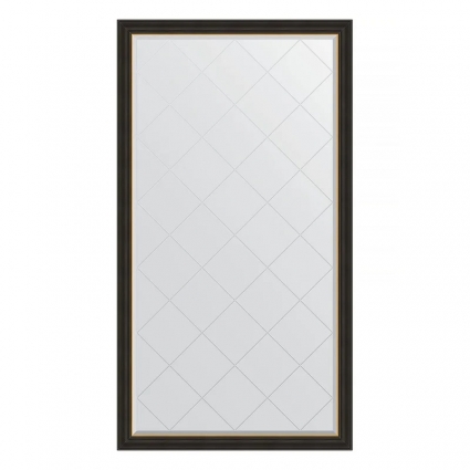 Зеркало напольное Evoform Exclusive-G Floor BY 6388 109х198 черное дерево с золотом, с фацетом, в багетной раме