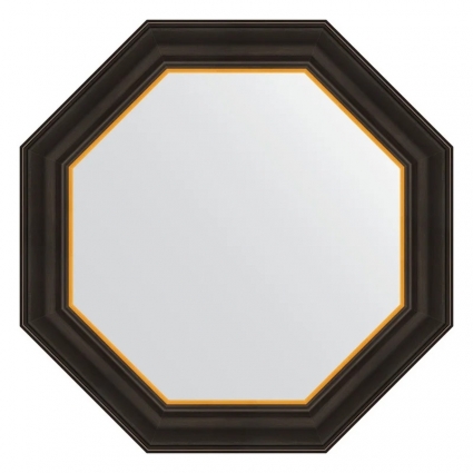 Зеркало Evoform Octagon BY 7402 58 черное дерево с золотом, в багетной раме