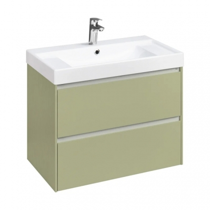 Тумба с раковиной Roca Ona Olive 80 оливковая матовая, раковина ZRU9307562, подвесная, с ящиками