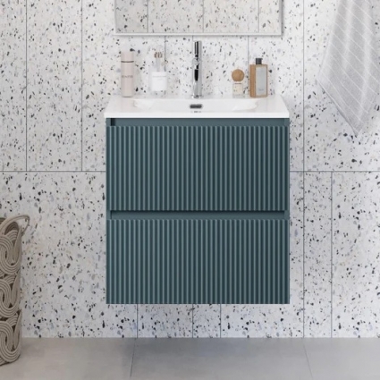 Тумба под раковину без столешницы BelBagno Uno 60 подвесная, 2 ящика, матовая голубая, с доводчиками