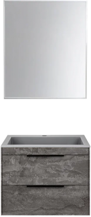 Мебель для ванной комнаты Vincea Chiara 2D 60, 2 ящика, камень, с серой раковиной, подвесная, матовая