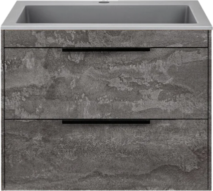 Тумба с раковиной Vincea Chiara 2D 60, 2 ящика, камень, с серой раковиной, подвесная, матовая