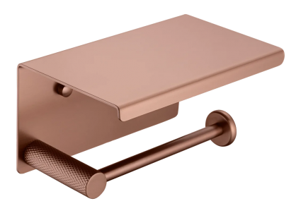 Держатель туалетной бумаги Boheme Uno 10971-BRB с полкой для телефона, brushed bronze, подвесной