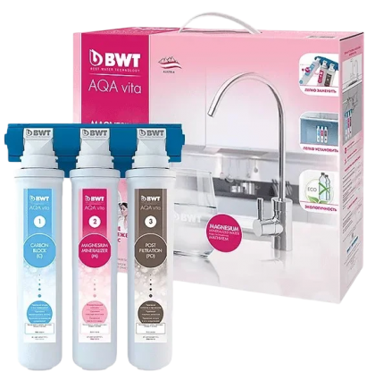 Фильтр BWT H213P00 AQA vita Magnesium 3 ступени очистки, монтаж подвесной