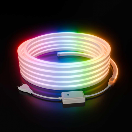 Комплект светодиодного НЕОНа Apeyron 220В, 6Вт/м, RGB, smd5050, 80д/м, 10*18мм, 10м, IP65 (контроллер, заглушка, крепеж - 10шт) 10-108, цвет белый