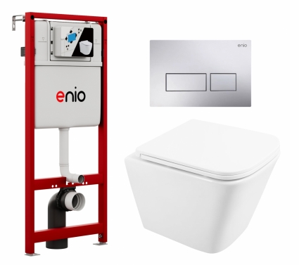 Комплект 3 в 1 инсталляция Enio Profi EN7050050 +  Унитаз подвесной BelBagno Due BB3103CHR/SC + кнопка хром Linea