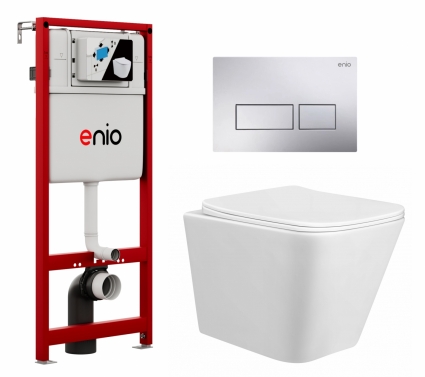 Комплект 3 в 1 инсталляция Enio Profi EN7050050 + Унитаз подвесной Taliente Correto CR25200 + кнопка хром Linea