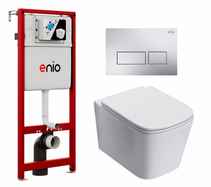 Комплект 3 в 1 инсталляция Enio Profi EN7050050 + Унитаз подвесной Lorne Lambro LN5007504 + кнопка хром Linea