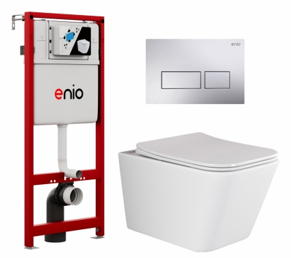 Комплект 3 в 1 инсталляция Enio Profi EN7050050 + Унитаз подвесной Ceramica Nova Metric Rimless CN3007 + кнопка хром Linea