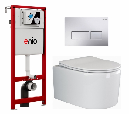 Комплект 3 в 1 инсталляция Enio Profi EN7050050 + Унитаз подвесной Ceramica Nova Moments CN3003 + кнопка хром Linea