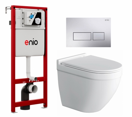 Комплект 3 в 1 инсталляция Enio Profi EN7050050 +  Унитаз подвесной Owl 1975 Cirkel-H + кнопка хром Linea