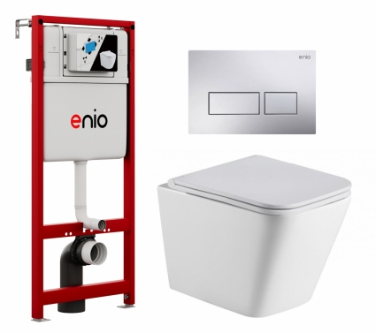 Комплект 3 в 1 инсталляция Enio Profi EN7050050 + Подвесной унитаз WeltWasser Gelbach 043 GL-WT + кнопка хром Linea