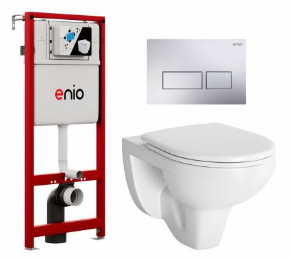 Комплект 3 в 1 инсталляция Enio Profi EN7050050 + Унитаз подвесной Berges Wasserhaus Gamma 081105 + кнопка хром Linea