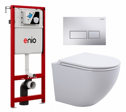 Комплект 3 в 1 инсталляция Enio Profi EN7050050 + Подвесной унитаз SinteSi EVI + кнопка хром Linea