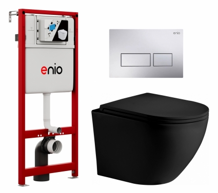 Комплект 3 в 1 инсталляция Enio Profi EN7050050 + Унитаз подвесной Weltwasser WW Merzbach 043 MT-BL + кнопка хром Linea