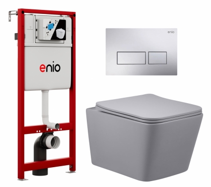 Комплект 3 в 1 инсталляция Enio Profi EN7050050 + Унитаз подвесной Vincea Q-Line VT1-12MG + кнопка хром Linea