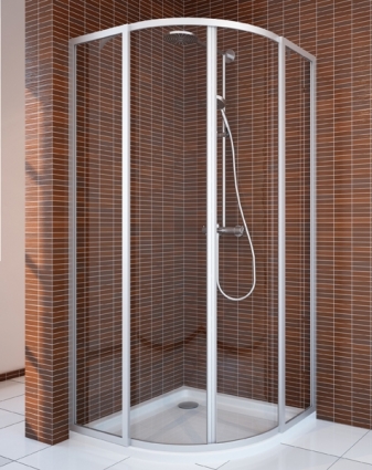 Душевой уголок GuteWetter Practic Round GK-401 90 см стекло бесцветное, профиль матовый хром, четверть круга, двери раздвижные