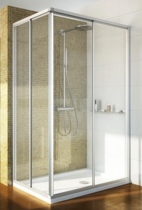 Душевой уголок GuteWetter Practic Rectan GK-422 правая 80x70 см стекло бесцветное, профиль матовый хром, прямоугольный, двери раздвижные