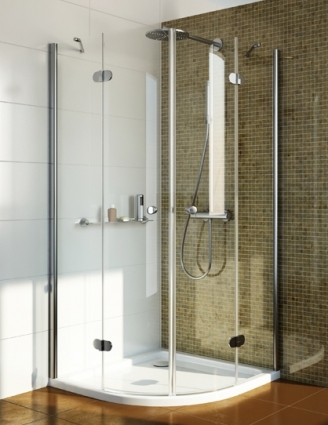 Душевой уголок GuteWetter Lux Meliori GK-102 100x100 см стекло бесцветное, профиль хром, четверть круга, двери распашные