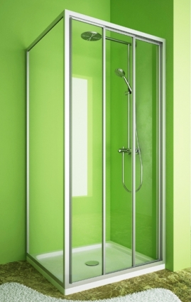 Душевой уголок GuteWetter Practic Square GK-403 правая 100x100 см стекло бесцветное, профиль матовый хром, квадратный, двери раздвижные