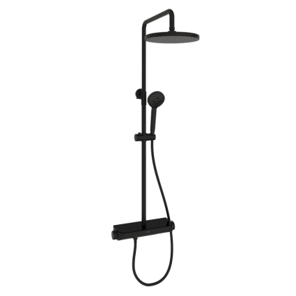 Душевая стойка Sancos Teo SC11002MB с термостатом, черный, штанга 116.5 см, шланг пластиковый 150 см