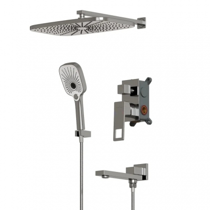 Душевая система 35к MIXLINE ML42-083 "Pure" лейка "Тропический душ" встраиваемая  ХРОМ хром,  в современном стиле