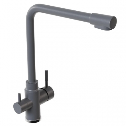 Смеситель для кухни 35к MIXLINE ML-GS13 (342) графит с выходом для питьевого фильтра, однорычажный, серый