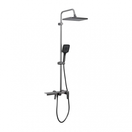 Душевая стойка Frap H203 F24203-9 оружейная сталь штанга 147.8 см, шланг пластиковый 150 см