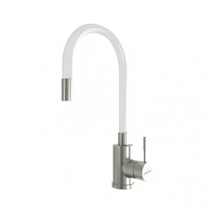 Смеситель для кухни 35k MIXLINE MLSS-0325 БЕЛЫЙ гибкий силиконовый излив однорычажный, белый