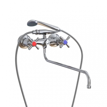 Смеситель для ванны и раковины 1/2 керамический MIXLINE ML09-02 двухвентильный, хром