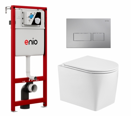 Комплект 3 в 1 инсталляция Enio Profi EN7050050 + Унитаз подвесной WeltWasser Nesenbach 004 GL-WT + кнопка хром матовый Linea
