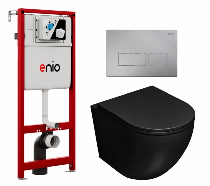 Комплект 3 в 1 инсталляция Enio Profi EN7050050 + Унитаз подвесной Lorne Pilpao BL LN5007503 + кнопка хром матовый Linea