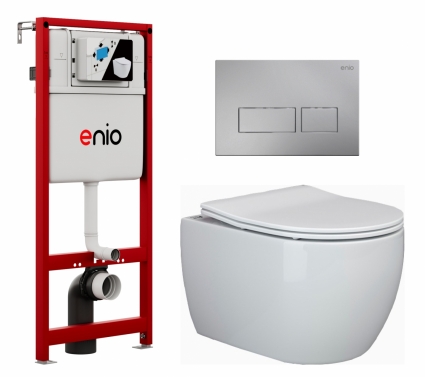 Комплект 3 в 1 инсталляция Enio Profi EN7050050 +  Унитаз подвесной Ceramica Nova Play CN3001 + кнопка хром матовый Linea