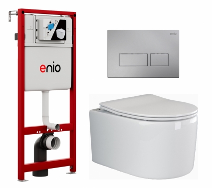 Комплект 3 в 1 инсталляция Enio Profi EN7050050 + Унитаз подвесной Ceramica Nova Moments CN3003 + кнопка хром матовый Linea