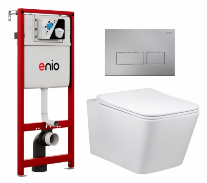 Комплект 3 в 1 инсталляция Enio Profi EN7050050 + Унитаз Vincea Q-Line VT1-12 + кнопка хром матовый Linea