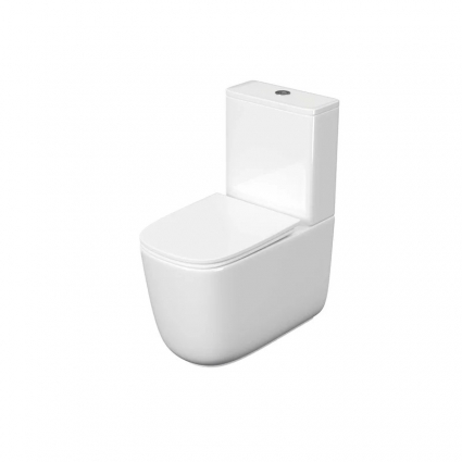 Унитаз-компакт напольный Акватек Optima Plus Square AQ4451-00 безободковый, с микролифтом, белый, 35.5x62 см