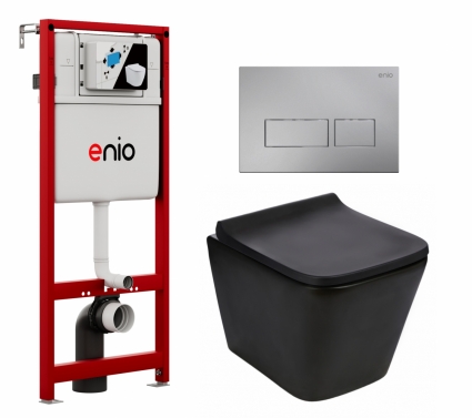 Комплект 3 в 1 инсталляция Enio Profi EN7050050 + Подвесной унитаз WeltWasser Gelbach 043 MT-BL + кнопка хром матовый Linea