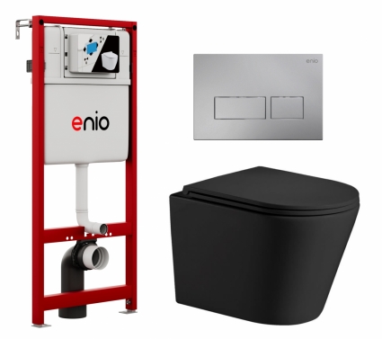 Комплект 3 в 1 инсталляция Enio Profi EN7050050 + Подвесной унитаз WeltWasser Salzbach 043 MT-BL + кнопка хром матовый Linea