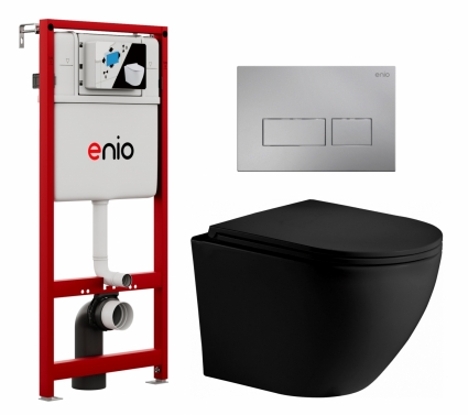 Комплект 3 в 1 инсталляция Enio Profi EN7050050 + Унитаз подвесной Weltwasser WW Merzbach 043 MT-BL + кнопка хром матовый Linea