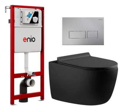 Комплект 3 в 1 инсталляция Enio Profi EN7050050 + Унитаз подвесной Aquanet Cetus-BW 287008 + кнопка хром матовый Linea