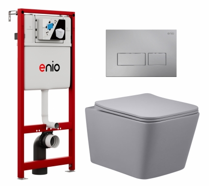 Комплект 3 в 1 инсталляция Enio Profi EN7050050 + Унитаз подвесной Vincea Q-Line VT1-12MG + кнопка хром матовый Linea