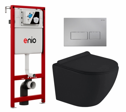 Комплект 3 в 1 инсталляция Enio Profi EN7050050 + Унитаз подвесной Timo Kulo TK-403MB + кнопка хром матовый Linea