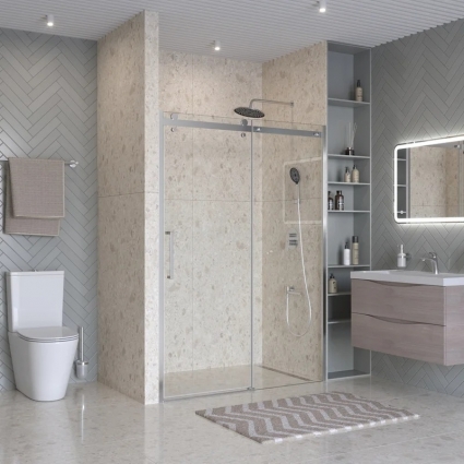 Душевая дверь в нишу BelBagno Marino 2 BF-1-150-C-CR профиль хром, стекло прозрачное, раздвижная