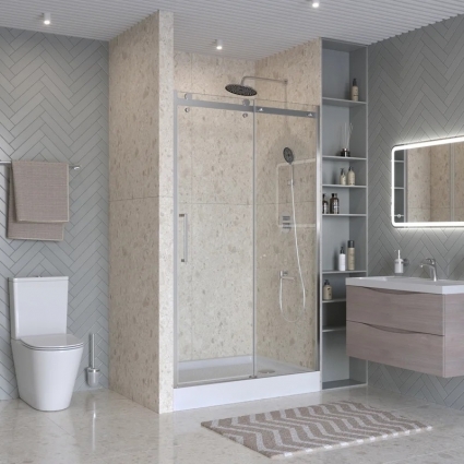 Душевая дверь в нишу BelBagno Marino 2 BF-1-110-C-CR профиль хром, стекло прозрачное, раздвижная