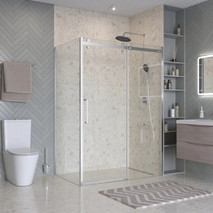Душевой уголок BelBagno Marino 2 AH-1-150/80-C-Cr 150x80, профиль хром, стекло прозрачное, прямоугольный, двери раздвижные