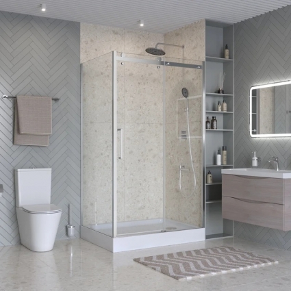 Душевой уголок BelBagno Marino 2 AH-1-120/90-C-Cr 120x90, профиль хром, стекло прозрачное, прямоугольный, двери раздвижные