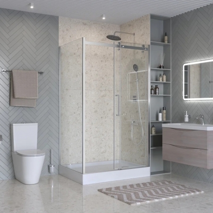 Душевой уголок BelBagno Marino 2 AH-1-110/90-C-Cr 110x90, профиль хром, стекло прозрачное, прямоугольный, двери раздвижные