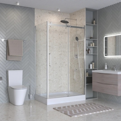 Душевой уголок BelBagno Marino 2 AH-1-110/80-C-Cr 110x80, профиль хром, стекло прозрачное, прямоугольный, двери раздвижные