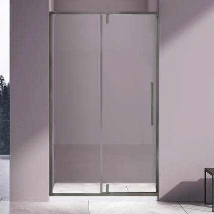 Душевая дверь в нишу Vincea Slim-N VDP-4SN120CLGM 120x195, профиль вороненая сталь, распашная, стекло прозрачное